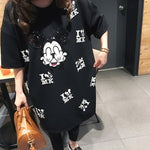 2019 New Runway Summer T shirt short sleeve dress casual mickey cartoon mouse print women femme tops oversize dresses vestidos