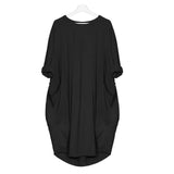 2019  Autumn Winter Dress For Womens Fashion Pocket Loose Dress Ladies Solid Crew Neck Casual Long Tops Dress Plus Size vestido