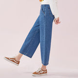 SEMIR Women Wide-leg Cropped Jeans in 100% Cotton Women's Washed Jeans in Regular Fit Ankle-length Jeans Fashion Retro Style