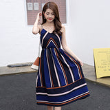 Bigsweety New Fashion Women Sexy Boho Striped Dress Summer Maxi Long Dress Sleeveless Beach Strap Sundress Vestidos For Female