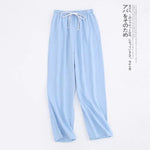 Spring Couples Cotton Gauze Sleep Pants Ladies Home Tie Pajama Pant Men's Bottom Pants Sleeping Pants Woman Pajama Bottoms