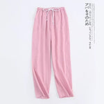 Spring Couples Cotton Gauze Sleep Pants Ladies Home Tie Pajama Pant Men's Bottom Pants Sleeping Pants Woman Pajama Bottoms