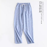 Spring Couples Cotton Gauze Sleep Pants Ladies Home Tie Pajama Pant Men's Bottom Pants Sleeping Pants Woman Pajama Bottoms