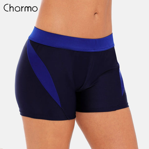 Charmo Women Swimming Shorts Ladies Color Patchwork  Bikini  Swimwear Briefs Tankini  Split  Bottoms