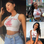 Sexy Women Crop Top Summer Tank Tops Cropped Ladies Elastic Shirt Slim Vest White Sleeveless Short Tanks