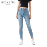 GECKATTE High Waisted Skinny Jeans Female Elastic Denim Plus Size Boyfriend Jeans Woman Mom Ripped Jeans Pencil Pants Mujer