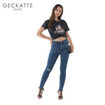 GECKATTE High Waisted Skinny Jeans Female Elastic Denim Plus Size Boyfriend Jeans Woman Mom Ripped Jeans Pencil Pants Mujer