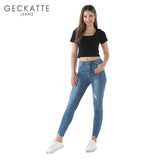 GECKATTE High Waisted Skinny Jeans Female Elastic Denim Plus Size Boyfriend Jeans Woman Mom Ripped Jeans Pencil Pants Mujer