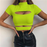 Hot Sale Fashion Female Casual Sexy Chest Hollow Out Crop Top Solid Sexy Women Slim Tank Tops Tee Shirt