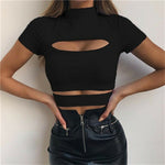 Hot Sale Fashion Female Casual Sexy Chest Hollow Out Crop Top Solid Sexy Women Slim Tank Tops Tee Shirt