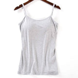 Women Padded Bra Tank Top Women Spaghetti Cami Top Vest Female Camisole With Built In Bra майка женская