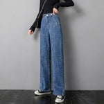 Zsrs 2019 autumn new High Waist Straight Jeans Women autumn blue Casual Loose Wide Leg Jeans Trousers Striped Palazzo Pants