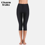 Charmleaks Women High Waist Swimming Pants Ladies Tankini Bottom Solid Swimwear Capris Pants Boardshort Swimming Bottoms