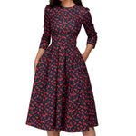 Women Dress 2019Top New Hot Fashion Women Elegent A-line Vintage Printing Party Vestidos Big Swing Dress Vestido De Mujer