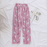 Caiyier Autumn Winter Flannel Pajamas Women Sleep Bottoms Warm Soft Loose Night Wear Long Pants Thick Pajama Pants