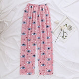 Caiyier Autumn Winter Flannel Pajamas Women Sleep Bottoms Warm Soft Loose Night Wear Long Pants Thick Pajama Pants