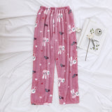 Caiyier Autumn Winter Flannel Pajamas Women Sleep Bottoms Warm Soft Loose Night Wear Long Pants Thick Pajama Pants