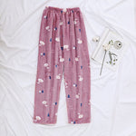 Caiyier Autumn Winter Flannel Pajamas Women Sleep Bottoms Warm Soft Loose Night Wear Long Pants Thick Pajama Pants