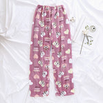 Caiyier Autumn Winter Flannel Pajamas Women Sleep Bottoms Warm Soft Loose Night Wear Long Pants Thick Pajama Pants