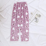 Caiyier Autumn Winter Flannel Pajamas Women Sleep Bottoms Warm Soft Loose Night Wear Long Pants Thick Pajama Pants