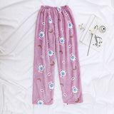 Caiyier Autumn Winter Flannel Pajamas Women Sleep Bottoms Warm Soft Loose Night Wear Long Pants Thick Pajama Pants