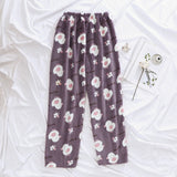 Caiyier Autumn Winter Flannel Pajamas Women Sleep Bottoms Warm Soft Loose Night Wear Long Pants Thick Pajama Pants