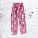 Caiyier Autumn Winter Flannel Pajamas Women Sleep Bottoms Warm Soft Loose Night Wear Long Pants Thick Pajama Pants