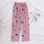 Caiyier Autumn Winter Flannel Pajamas Women Sleep Bottoms Warm Soft Loose Night Wear Long Pants Thick Pajama Pants