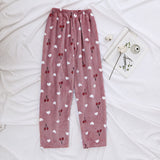 Caiyier Autumn Winter Flannel Pajamas Women Sleep Bottoms Warm Soft Loose Night Wear Long Pants Thick Pajama Pants