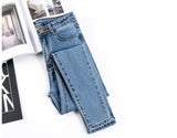 Women's stretch jeans, 2019 autumn black denim trousers student jeans 3 color pencil pants