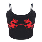 2019 Women debardeur femme U Neck Fitness Casual Sexy Fashion Sleeveless Cropped Crop Tops Polyester Dragon Pattern vest