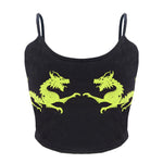 2019 Women debardeur femme U Neck Fitness Casual Sexy Fashion Sleeveless Cropped Crop Tops Polyester Dragon Pattern vest