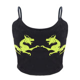 2019 Women debardeur femme U Neck Fitness Casual Sexy Fashion Sleeveless Cropped Crop Tops Polyester Dragon Pattern vest