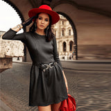 Winter Pu Leather a Line Sexy Party Dress Ladies Long Sleeve o Neck Black Mini Dress Vintage 2019 New Streetwear