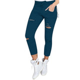 S-4XL New Cotton Casual Pants Pencil Pants Wild European and American Popular Women's Jeans Leggings Hole