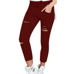 S-4XL New Cotton Casual Pants Pencil Pants Wild European and American Popular Women's Jeans Leggings Hole