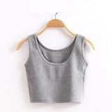 2019 Summer Slim Render Short Top Sexy Women Sleeveless U Croptops Tank Tops Solid Black White Grey Crop Tops Vest Tube Top