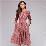 Autumn and winter ladies retro long-sleeved dress floral print slim dress prom party evening multicolor elegant print dress