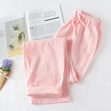 Spring and Summer Couples Home Pants Women Cotton Double Gauze Thin Sleep Pants Sleep Bottoms Casual Printing Pyjamas