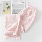 Spring and Summer Couples Home Pants Women Cotton Double Gauze Thin Sleep Pants Sleep Bottoms Casual Printing Pyjamas