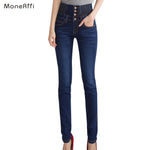 MoneRiff Womens Winter Jeans High Waist Skinny Pants Fleece Lined Elastic Waist Jeggings Casual Plus Size Jeans Women Warm Jeans