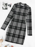 ZAFUL Winter Dress Women Vintage Plaid Houndstooth Bodycon Sexy Mini Dress 2019 Cocktail Mock Neck Sheath Party Christmas Dress