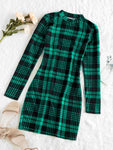 ZAFUL Winter Dress Women Vintage Plaid Houndstooth Bodycon Sexy Mini Dress 2019 Cocktail Mock Neck Sheath Party Christmas Dress