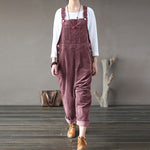 Plus Size Women Corduroy Jumpsuits Autumn Harem Pants Button Overalls Casual Long Pantalon Palazzo Female Rompers Playsuits 7