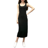 New Summer Slim Fit Solid Color Sling Bodycon Dress Fashion Sexy Sleeveless Round Neck Women Dress