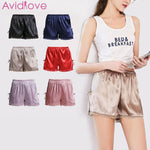 Women Casual Solid Silk Satin Shorts Sleepwear Loose Standard Bottoms Mid Waist Pajama Spring/Summer