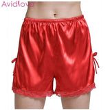 Women Casual Solid Silk Satin Shorts Sleepwear Loose Standard Bottoms Mid Waist Pajama Spring/Summer