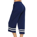 Casual Women Sleepwear Pajama Pants Sleep Bottoms Cropped Lounge Bottoms Adjustable Waist Sleepwears Calf-Length Pants Autumn