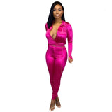 2019 Autumn Winter Soild Long Sleeve  Jumpsuit Women Sexy V Neck Rompers Womens Jumpsuit Plus Size 2XL