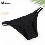 Women Sexy Black Swimwear Separates Summer Ladies Swim Briefs Low Waist Thong Shorts Bikini Bottom Female Brazilian Underwear